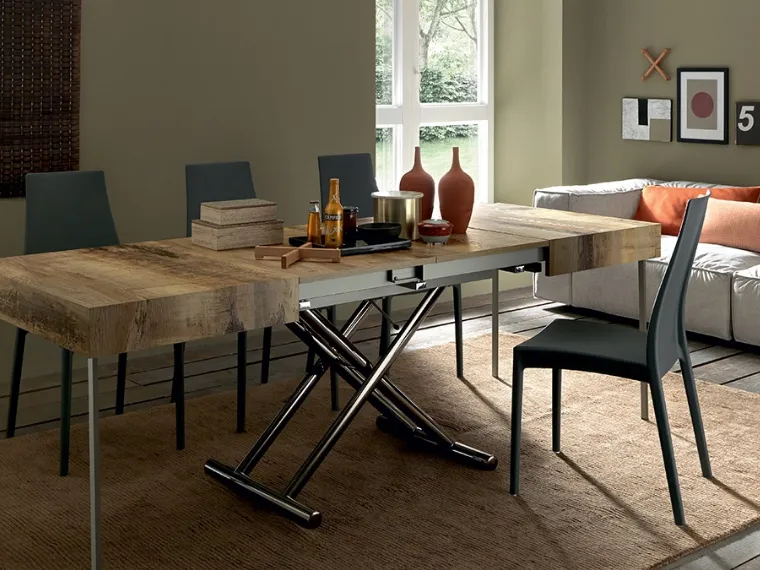 Tavolino Trasformabile con top in legno e base in metallo Assist di Altacom