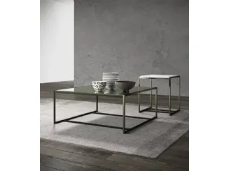 Tavolino Eulero con ripiano in vetro lucido o marmo in diverse dimensioni e altezze e base in metallo di Presotto