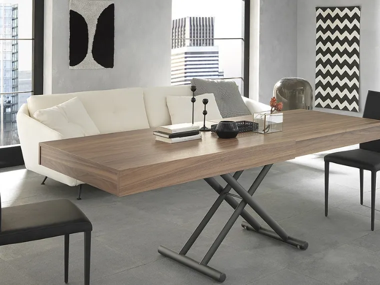 Tavolino Trasformabile con piano in legno e base in metallo Febo di Altacom