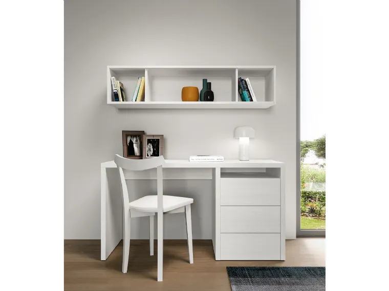 Scrittoio Scrivania con cassettiera finitura Matwood White di SantaLucia