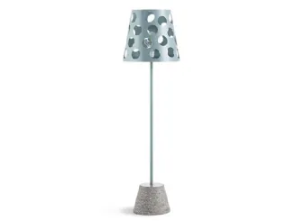 Lampada con diffusore in metallo e base in cemento Bolle terra di Midj