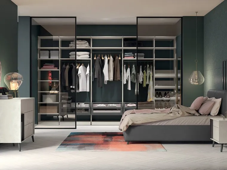 Cabina Armadio Golf M206 in melaminico con ante scorrevoli in vetro di Colombini Casa