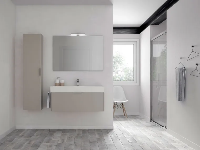 Mobile da Bagno sospeso con colonna verticale Basic 01 di Ideagroup