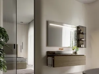 Mobile da Bagno sospeso Dolcevita 01 in rovere visone di Ideagroup