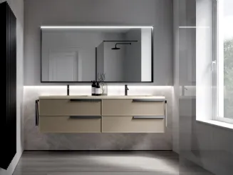 Mobile da Bagno sospeso in laccato opaco soft touch e top in Gres Form 05 di Ideagroup