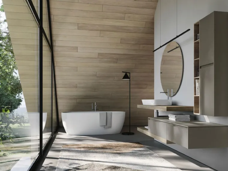 Mobile da Bagno sospeso in HPL con lavabo in ceramica Nyù 07 Ideagroup