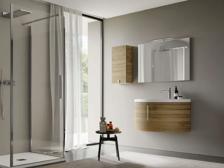 Mobile da Bagno sospeso in laminato effetto legno Moon 06 di Ideagroup