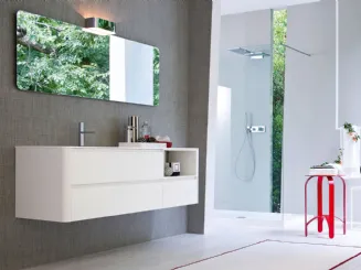 Mobile da Bagno sospeso in laccato opaco bianco MSP 01 di Ideagroup