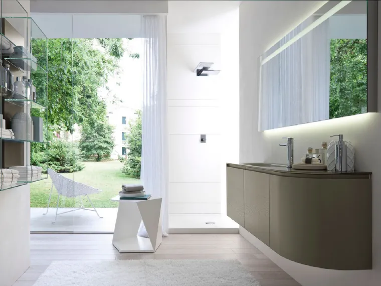 Mobile da Bagno sospeso in Frassino laccato grigio pietra MSP 14 di Ideagroup