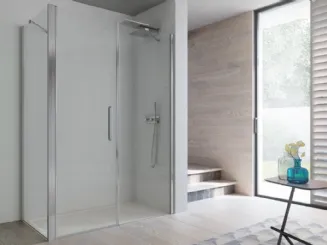 Box doccia moderno a due lati senza telaio in vetro con maniglia bifacciale di Ideagroup