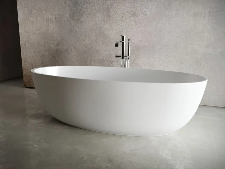 Vasca da bagno di forma ovale centro stanza colore bianco opaco di Ideagroup