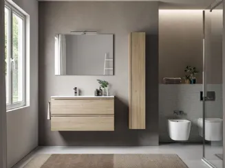 Mobile da Bagno sospeso in laminato effetto legno System 01 di Ideagroup