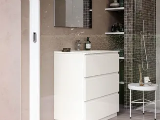 Mobile da Bagno a terra in laccato bianco opaco System 05 di Ideagroup