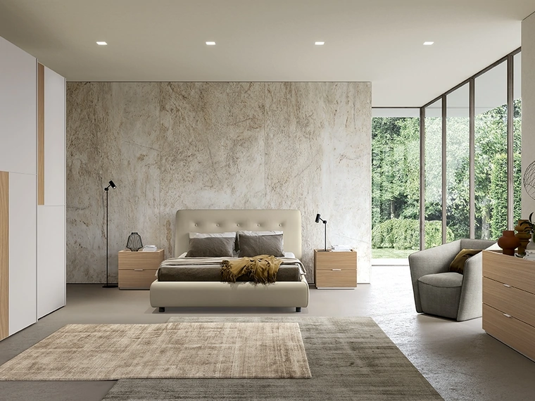 Letto Adagio in tessuto imbottito di Colombini Casa