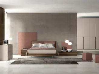 Letto in legno con testiera rivestita con pannelli in tessuto imbottito Vitalyty Lancia Soft di Colombini Casa