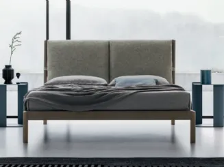 Letto in legno Espero con testiera che può essere arricchita con due cuscini in tessuto imbottito di SantaLucia