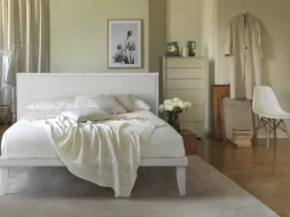 Letto con testiera imbottita in tessuto e rete in legno Smart Ergogreen