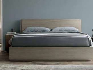 Letto finitura Matwood Grey con testiera e contenitore Tod di SantaLucia