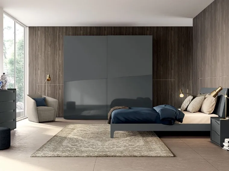Letto matrimoniale con testiera color Grigio opaco Vitalyty Lancia di Colombini Casa