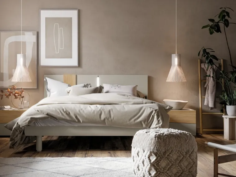 Letto laccato opaco con testiera Zoom di SantaLucia
