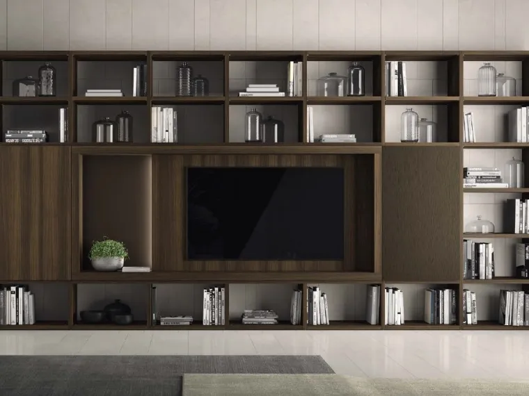 Libreria a muro Vitalyty Luce 020 in melaminico finitura legno di Colombini Casa