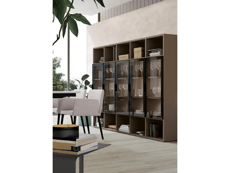 Libreria in melaminico con ante in vetro Golf Infinity L08B di Colombini Casa