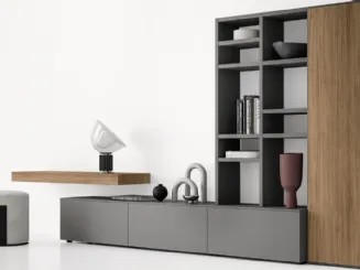 Libreria in laccato opaco e legno GS210 di SantaLucia