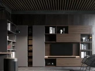 Libreria ad angolo in legno e laccato GS217 di SantaLucia