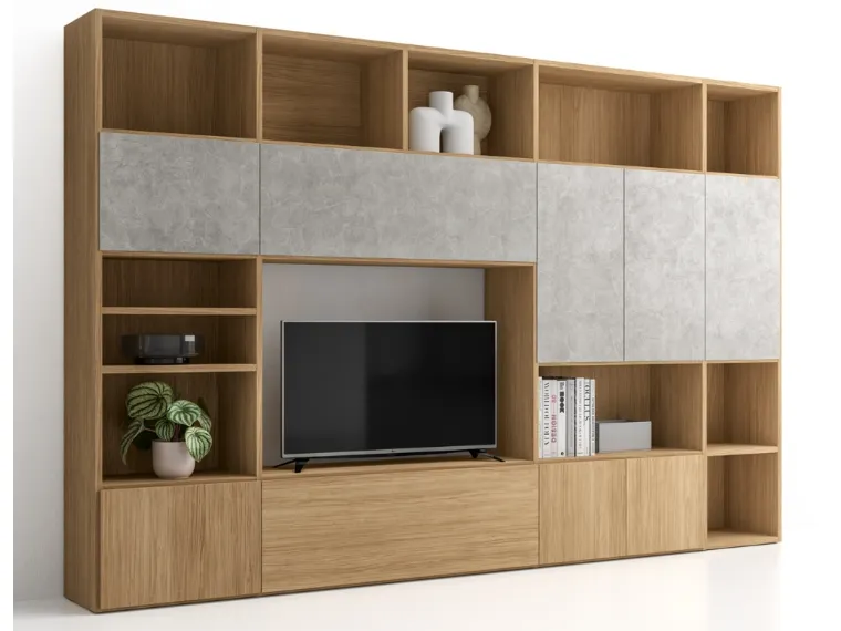 Libreria in legno e materico PTG321 di SantaLucia