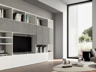 Libreria in materico cemento e Matwood  White PTG314 di SantaLucia