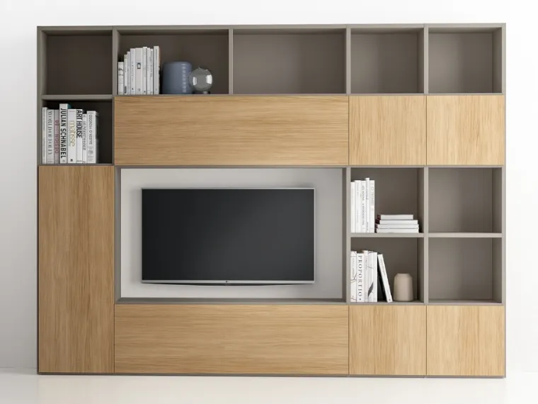 Libreria attrezzata con vano porta TV PTG317 di SantaLucia