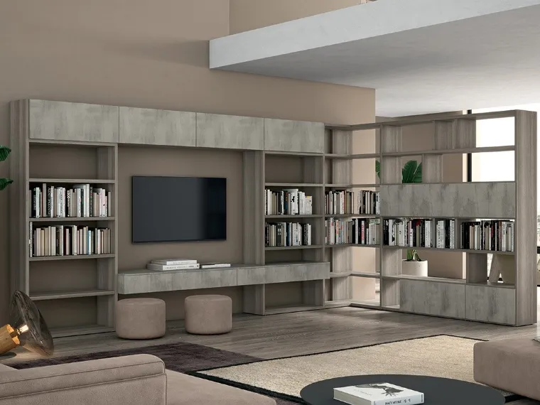 Libreria a muro e divisoria Vitalyty Luce Grigia in melaminico di Colombini Casa