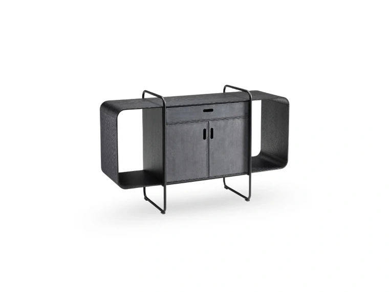 Madia Apelle con struttura in metallo e ante rivestite in pelle di Midj