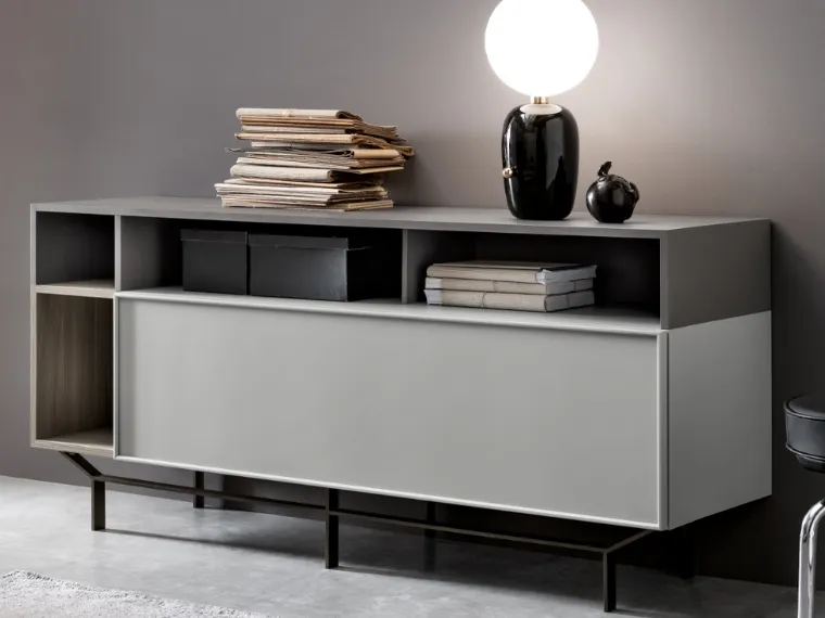 Madia con vani a giorno di diverse dimensioni in laccato opaco L1650 H780 di SantaLucia