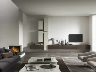 Mobile sospeso in legno e laccato opaco ModulArt di Presotto