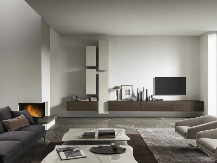 Mobile sospeso in legno e laccato opaco ModulArt di Presotto