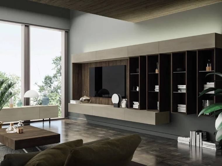 Parete attrezzata in legno di rovere Cheba 05 Fratelli Mirandola