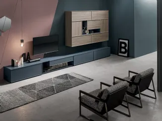 Parete Attrezzata in finitura legno e laccato KD005 di SantaLucia