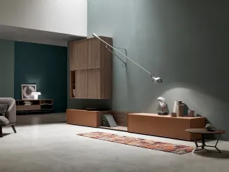 Parete Attrezzata in melaminico e laccato color cuoio KD006 di SantaLucia
