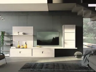 Parete attrezzata Unikawood 14 in legno finitura grigio baulette di Fratelli Mirandola