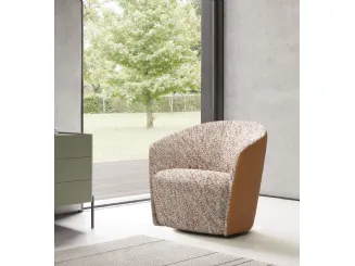 Poltroncina accogliente in tessuto Fuller con base girevole Presotto