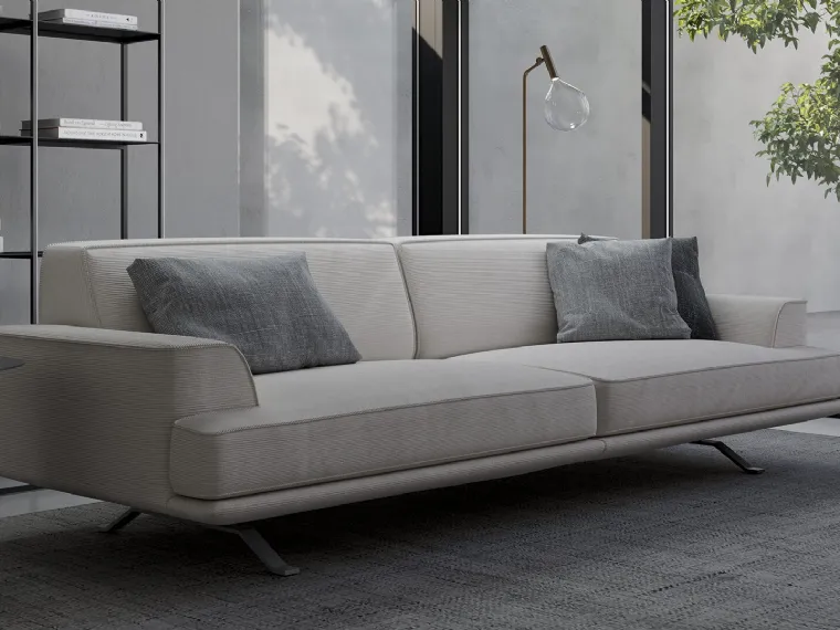 Divano lineare in tessuto Slab plus di Bonaldo