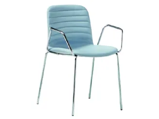 Sedia in pelle e acciaio con braccioli Liù P M TS di Midj
