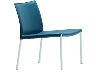 Sedia con scocca in cuoio blu Nuvola Lounge AT M CU di Midj