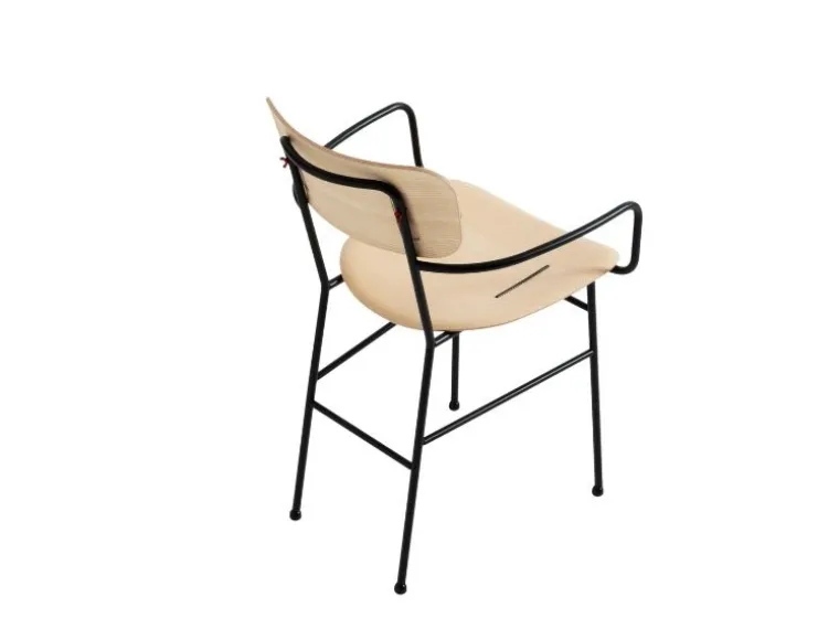 Sedia con braccioli, in legno con struttura in metallo Piuma P M LG di Midj