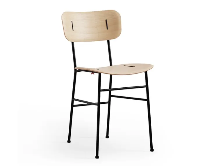 Sedia in legno con inserti in metallo e struttura in metallo Piuma S M LG di Midj