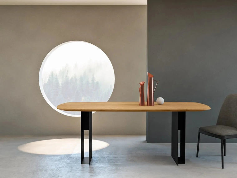 Tavolo a botte Iron con piano in rovere di Fratelli Mirandola