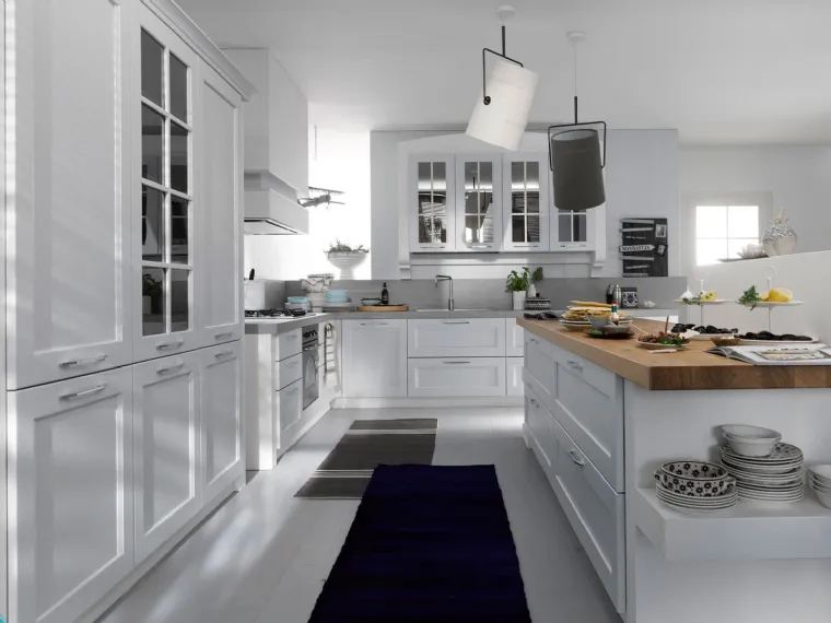 Cucina Classica angolare in legno laccato bianco opaco Asolo 03 di Dibiesse