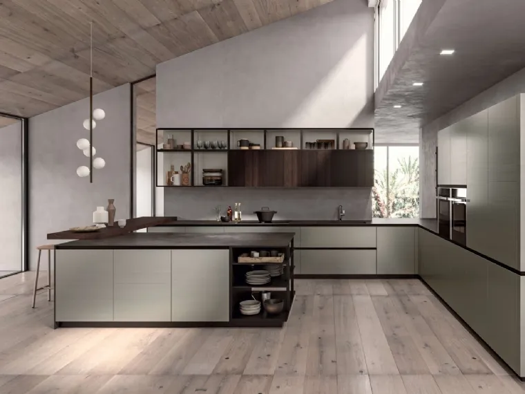 Cucina Moderna angolare Area 22 Job in laccato di Dibiesse