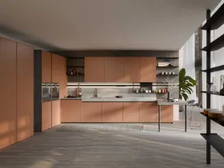 Cucina Moderna laccata Coco Light angolare con penisola di Dibiesse